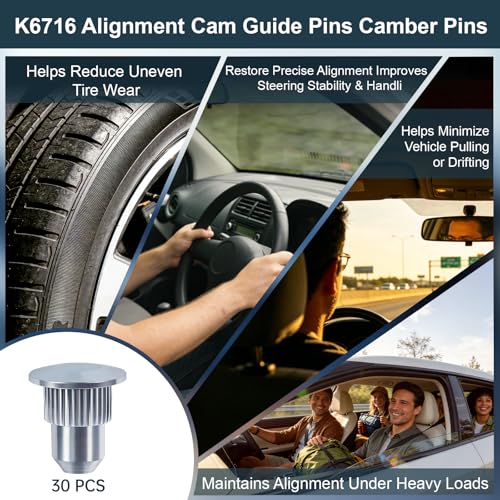 30 Pcs Camber Alignment Guide Pins, K6716 Alignment Cam Guide Pin Heavy Duty Alloy Steel Camber Alignment Tool for Suspension Alignment, Reduces Tire Wear – Replaces K6716, 13332A, 45K26008