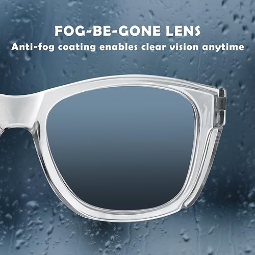 UKNOW Safety Glasses - Anti Fog Lenses - Eye Protection with Side Shields - ANSI Z87.1 Protective Eyewear - UV Protection - color: Transparent