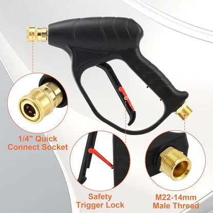 JOEJET Pressure Washer Gun with Foam Cannon Dual Connector Accessory | 1/4" Quick Connect, 5 Nozzle Tips, Dual Tip Attachment with Foam/Water Switch, Adjustable Foam, 2100 PSI, 8 GPM, 1 Liter