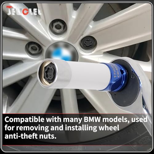 43 Wheel Locking Nut Key for BMW, Socket Adapter (OD 27mm-ID 25mm) | Wheel Lock Nut Socket Adapter, Anti-Theft Lug Nut Removal Tool, Anti-Theft Screw Remover, Repair Tool, Tyre Fitting, garage - color: Socket 043
