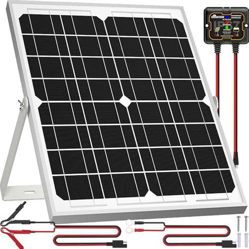 SOLPERK Solar Panel Kit 20W 12V, Waterproof Solar Battery Trickle Charger Maintainer + Smart MPPT Controller + Adjustable Mount Bracket for Boat Car RV Motorcycle Marine Automotive - size: 20W MPPT Kit