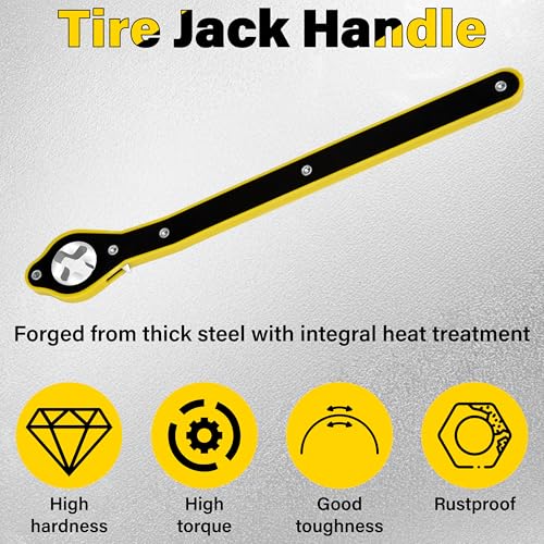 ecocstm Car Jack Ratchet Wrench, Labor-saving Tire Jack Handle, Scissor Jack Adapter for Car with Long Handle, 360° Swivel Tire Wheel Lug Wrench for Travel/Truck/SUV/Vans