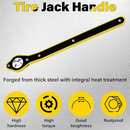 ecocstm Car Jack Ratchet Wrench, Labor-saving Tire Jack Handle, Scissor Jack Adapter for Car with Long Handle, 360° Swivel Tire Wheel Lug Wrench for Travel/Truck/SUV/Vans