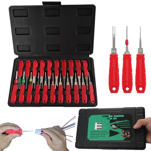 Terminal Removal Tool Kit - 21pcs Electrical Pin Removal Tools | Automotive Depinning Tool Kit with Blow-Molded Case for Most Connector, Red - color: Red, size: 21Pcs