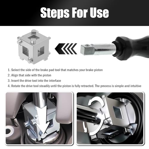 Cube Brake Caliper Compression Tool Driven by 3/8" Tool,6-face Car Rear Brake Caliper Tools for Returning Brakes Pistons,Sturdy Disc Brakes Calipers Piston Compressor Tools