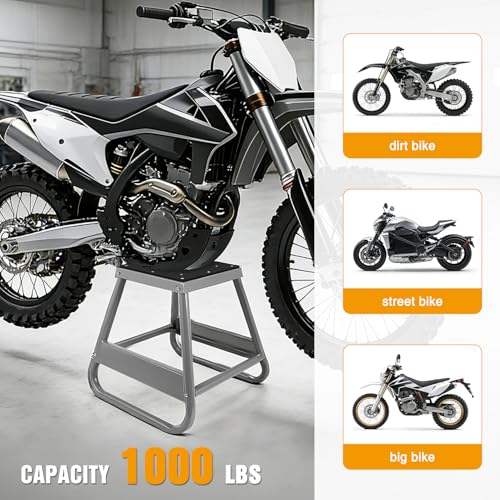 Nilight Universal Dirtbike Pit Stand Non-Slip Rubber Top 1000LBS Capacity | Off-Road Steel Heavy Duty Moto Removable Maintenance Motocross Stand Hoist Lift Jack Silver - color: Dirtbike Pit Stand