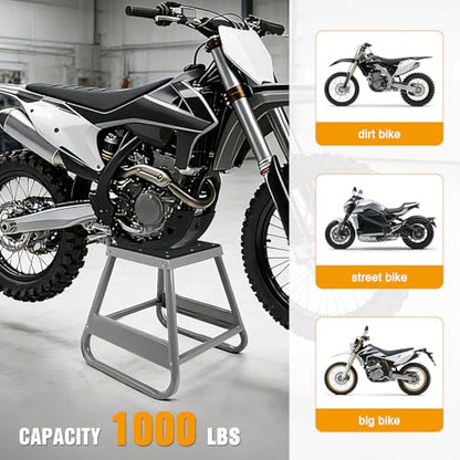 Nilight Universal Dirtbike Pit Stand Non-Slip Rubber Top 1000LBS Capacity | Off-Road Steel Heavy Duty Moto Removable Maintenance Motocross Stand Hoist Lift Jack Silver - color: Dirtbike Pit Stand
