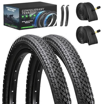 2-Pack Mountain Bike Tires Replacement 20/24/26-inch Bike Tire with Anti-Stab Weave, Folding Mountain Bicycle Tires and Tubes - color: 26x2.125