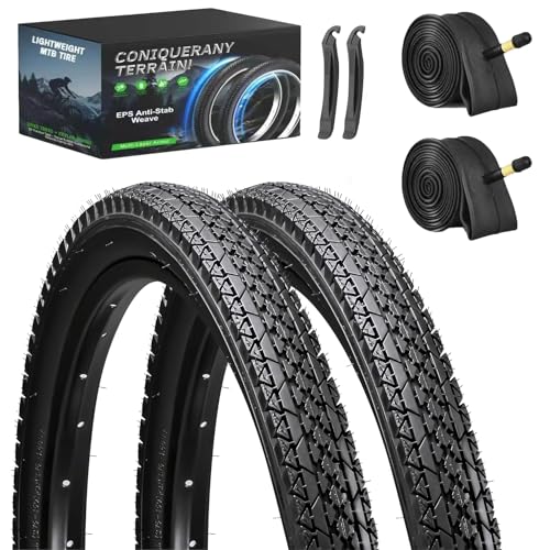 2-Pack Mountain Bike Tires Replacement 20/24/26-inch Bike Tire with Anti-Stab Weave, Folding Mountain Bicycle Tires and Tubes - color: 26x2.125