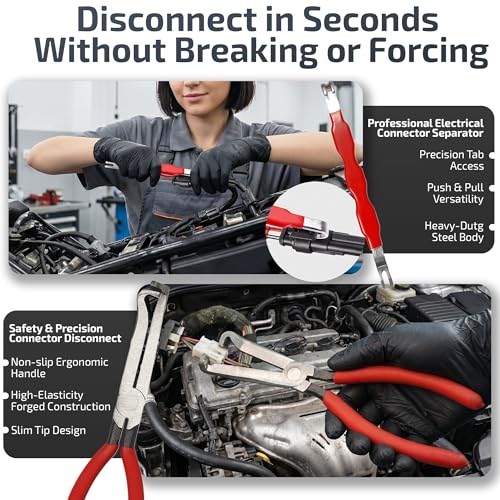 8 PCS Electrical Disconnect Pliers-Fuel Line Disconnect Tool Set-Automotive Electrical Terminal Connector Separator Removal Kit with Relay Puller, Hose Clamp Pliers-Terminal Pin Removal Tool