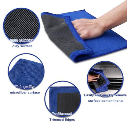 Clay Towel Auto Detailing 3 Pack - Fine Grade Microfiber Car Chamois Towel - DIY Detail Clay Bar Alternative(Blue) - color: Blue, size: 3 Pack