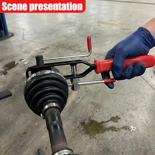 2PCS Car CV Boot Clamp Pliers, Automotive Joint Banding Tool with Cutter, CV Axle Boot Clamp Plier, Portable Vehicle Repair Tool Set for Most Cars, ATVs, UTVs (Red)