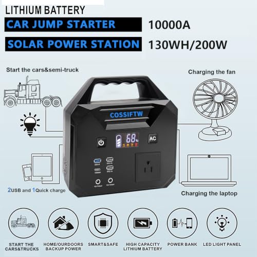 Heavy Duty 10000A Jump Starter Built-in AC 200W Inverter for Trucks,Motorhomes All Gasoline and Up to 15L Diesel Engines；Power Suplly Fan,Laptop,Mobile Phone,Led Lighting for Party Camping