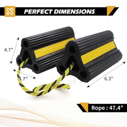 Wheel Chocks for Trailers RVs camper Trucks and Small Aircraft wheel chock, Wheel Chocks Block with 3 Reflective Strips ,Versatile Heavy Duty Solid Rubber Wheel Immobilizers & Chocks[2 Pair 4 Pack] - size: 6.21"2pair4pack