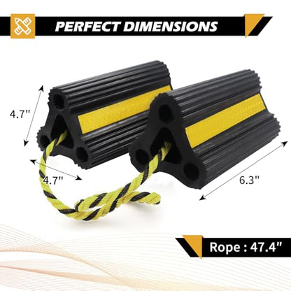 Wheel Chocks for Trailers RVs camper Trucks and Small Aircraft wheel chock, Wheel Chocks Block with 3 Reflective Strips ,Versatile Heavy Duty Solid Rubber Wheel Immobilizers & Chocks[2 Pair 4 Pack] - size: 6.21"2pair4pack