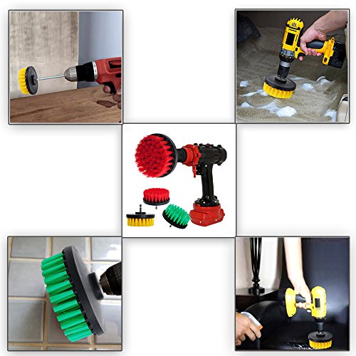 HIFROM Drill Brush - 4 inch Power Drill Attachment Medium Duty Scrubbing Stiffness Scrub Cleaning Brush for Bathroom Surfaces Tile Grout Showers Hard Water Stains Rust Mineral Marble Grout - color: Green