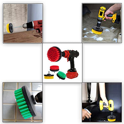 HIFROM Drill Brush - 4 inch Power Drill Attachment Medium Duty Scrubbing Stiffness Scrub Cleaning Brush for Bathroom Surfaces Tile Grout Showers Hard Water Stains Rust Mineral Marble Grout - color: Green