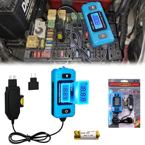 Automotive Circuit Fault Probe Tester, Cnbj-611 Automotive Parasitic Draw Current Tester, Portable 20A 48v Car Relay Fuse Blade Test, with Led Display & Front Lighting, with 23A/12v Battery
