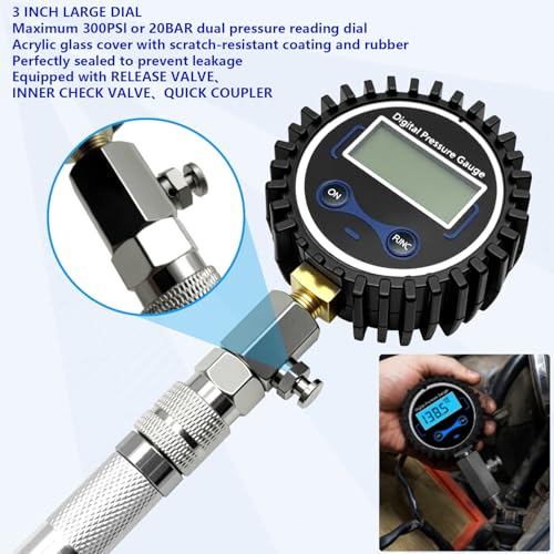 ZKTOOL LCD Digital Compression Tester Automotive,Digital Compression Gauge 250 PSI,Automotive Engine Compression Tester Adapter Kit,Engine Cylinder Compression Tester Kit - size: Digital 250 PSI | Kit