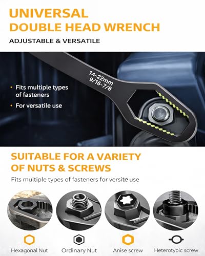 Universal Car Torx Wrench, Universal Self Adjusting Wrench, Double Ended Torx Wrench, Adjustable Double-Sided Wrench, 8-22mm Universal Wrench Receive for Home Car Repair (C(2pcs)) - color: C(2pcs)