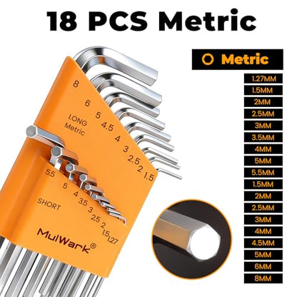 MULWARK Allen Wrench set Metric & SAE with Torx, Allen Key And Hex Key Tool Kit, Chrome Vanadium Steel, Bike Repair DIY Hand Tools, 46 Pcs - style: 46pcs Mertic SAE TORX