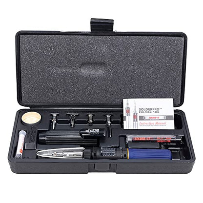 Solder-It SolderPro 100 Soldering Iron Kit (PRO-100K) | Multi-Function Butane Heat Tool with Tips and Case | Cordless and Portable Soldering Gun | Home Improvement Tools and Soldering Kit Essential