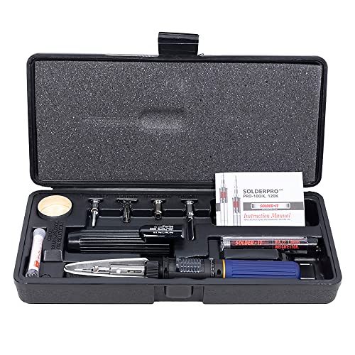 Solder-It SolderPro 100 Soldering Iron Kit (PRO-100K) | Multi-Function Butane Heat Tool with Tips and Case | Cordless and Portable Soldering Gun | Home Improvement Tools and Soldering Kit Essential