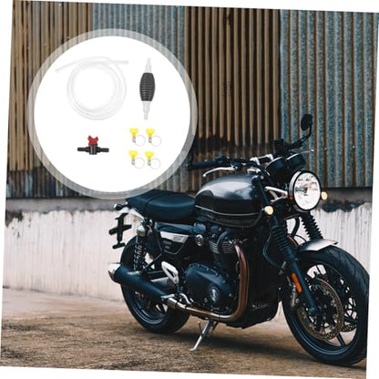 Manual Fuel Transfer Pump with Hose Hand Siphon Device for Cars Motorcycles and Fish Tanks Portable Oil Absorber Kit with Air Bulb and Clamps for Easy Manual Liquid Transfer
