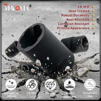 10PCS Twist Lug Nut Socket Set, 3/8" Drive Bolt Nut Extractor Tool | Metric, 10mm - 19mm Sockets, Center Punch Bar, Damaged Nut Lock Remover, Rusted, Stripped, Screws, Stuck Locking Nut Removal - color: 10 Pcs Lug Nut Extractor 3/8 Inch Drive