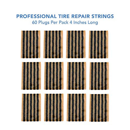 CKAuto 60pcs 4" Black Tire Repair Strings, Automotive Tool Tire Repair Plugs for Tubeless Off-Road Tires Car, Bike, ATV, UTV, Wheelbarrow, Mower - color: Black, size: 4" x φ0.236" 60pcs