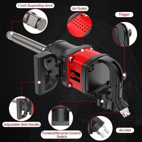 Trivd Frol Air Impact Wrench 1 inch Impact Gun 1 Inch Impact Wrench, Up to 3550 Ft.lbs, 5000RPM High Torque Pneumatic Impact Wrench with 32mm-33mm Sockets, 1/2" Air Inlet for Heavy Duty Repairs - style: 1 inch Air impact wrench