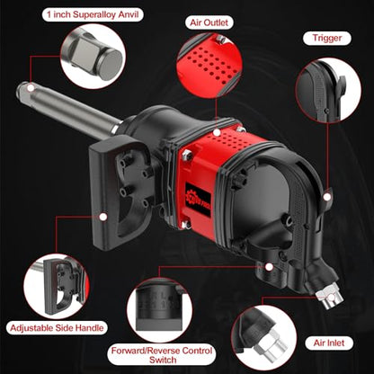 Trivd Frol Air Impact Wrench 1 inch Impact Gun 1 Inch Impact Wrench, Up to 3550 Ft.lbs, 5000RPM High Torque Pneumatic Impact Wrench with 32mm-33mm Sockets, 1/2" Air Inlet for Heavy Duty Repairs - style: 1 inch Air impact wrench