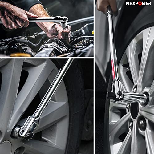 MAXPOWER 3-pieces Breaker Bar Set 10" 15" 18" | Dual Drive 1/2" and 3/8" Breaker Bars, Flexible Flex Handle Phosphate Head - size: Set: 10 inch, 15 inch, 18 inch