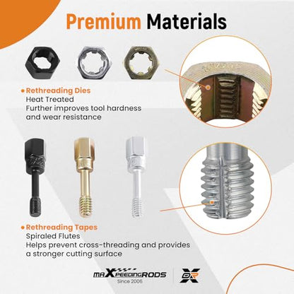 maXpeedingrods 61Pcs Thread Restorer Kit, Rethread Repair Tool, UNC UNF & Metric Thread Chaser Set with Thread Pitch Gauge