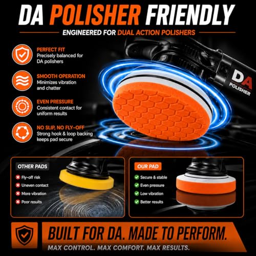 7 Inch Polishing Pads, 5PCS Foam Buffing Pads for DA Polisher | 5PCS Foam Polishing Pads for DA Polisher, Car Paint Correction, Scratch & Swirl Removal, Hook and Loop Backing