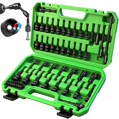 55-Piece Magnetic Nut Driver Set, Metric & SAE 1/4" Hex Shank, Impact Socket Adapters, Snappy Driver Bits, Drill Bit Extension, 14PCS Screwdriver Bit Set - style: Nut Driver Set