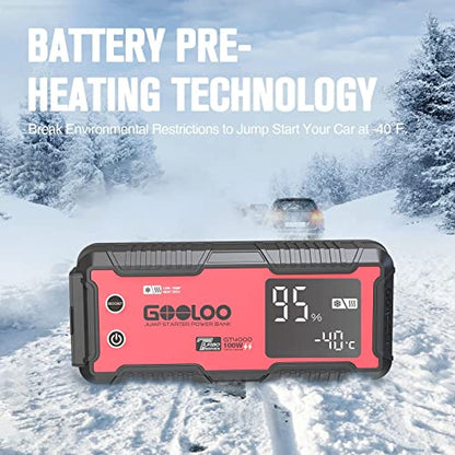 GOOLOO GT4000 Arctic Jump Starter with -40°F Battery Preheat Technology | 4000A Peak • Reliable Starts at -40°F • 100W Two-Way Fast Charging • Starts up to 12L Gas & 10L Diesel Engines