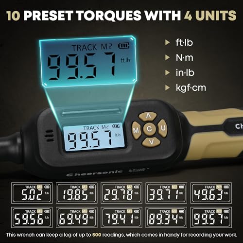 Digital Torque Wrench 3/8 Drive, 5.0-99.6 ft.lb ±1% Accuracy Electronic Torque Wrench Set with Buzzer and LED Inch Pound Torque Wrench with Spark Plug Socket for Car Repair Automobile Desert Tan - size: 3/8 Drive 5.0-99.6 ft.lb