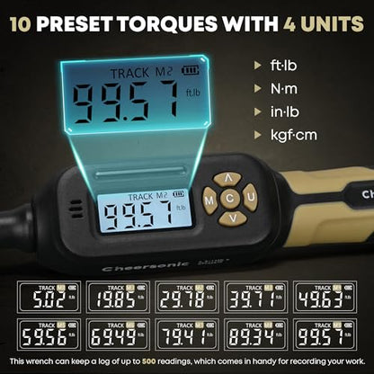 Digital Torque Wrench 3/8 Drive, 5.0-99.6 ft.lb ±1% Accuracy Electronic Torque Wrench Set with Buzzer and LED Inch Pound Torque Wrench with Spark Plug Socket for Car Repair Automobile Desert Tan - size: 3/8 Drive 5.0-99.6 ft.lb