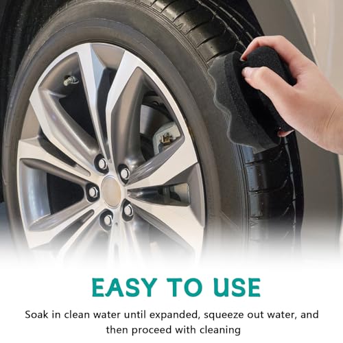 2 PCS Tire Shine Applicator Pad,Hex Grip Tire Dressing Applicator Polishing Sponges Pads,Reusable Tire Shine Sponge Wave,Tire Shine Brush,Car Detailing Sponge for Auto Polishing Cleaning Waxing