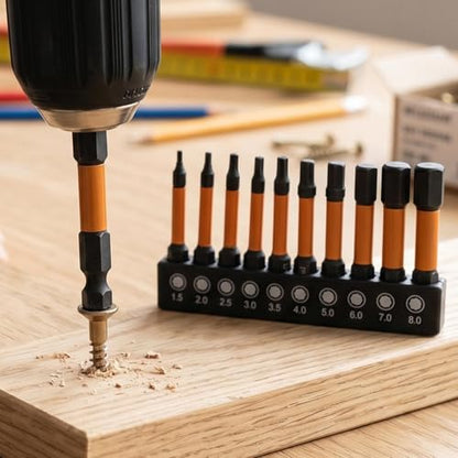 10Pcs Impact Hex Head Allen Wrench Bits Set, with 1/4 Inch Hex Shank, S2 Steel Magnetic Impact Hexagonal Screwdriver Bits (50mm) - color: 50mm