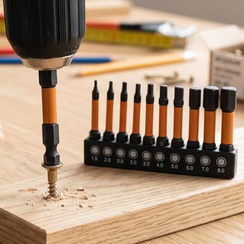 10Pcs Impact Hex Head Allen Wrench Bits Set, with 1/4 Inch Hex Shank, S2 Steel Magnetic Impact Hexagonal Screwdriver Bits (25mm) - color: 25mm