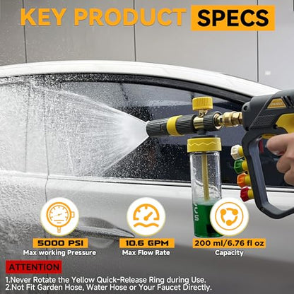 PWACCS Pressure Washer Foam Cannon Pro, Small No-Dilution Foam Gun 200 ML | Power Washer Soap Foam Blaster With Short Gun, 4 Spray Nozzles, For Car Wash - size: 200 ML
