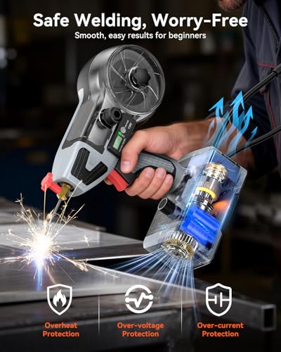 2 in 1 MIG and Stick Welder: 250A Handheld Portable Welding Machine, 110V Gasless Flux Core Wire Feed Welder & MMA ARC Welder Gun, 3.97lb w/LCD Display, for .032"/.040" Wire and 3/32"-1/8" Rod - style: MMA+MIG