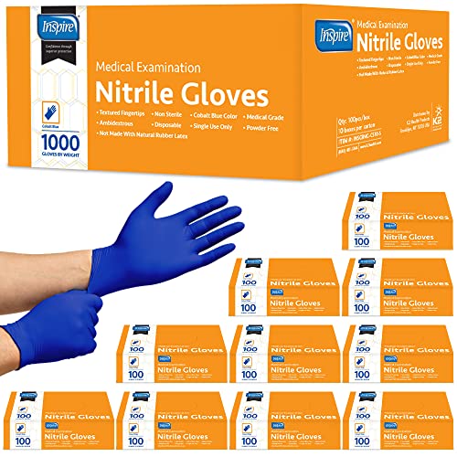 Inspire Cobalt Blue Nitrile Disposable Gloves | 4.5 Nitrile Safety Medical Exam Cooking Cleaning Disposable Gloves - size: XX-Large, style: Blue - Case of 1000