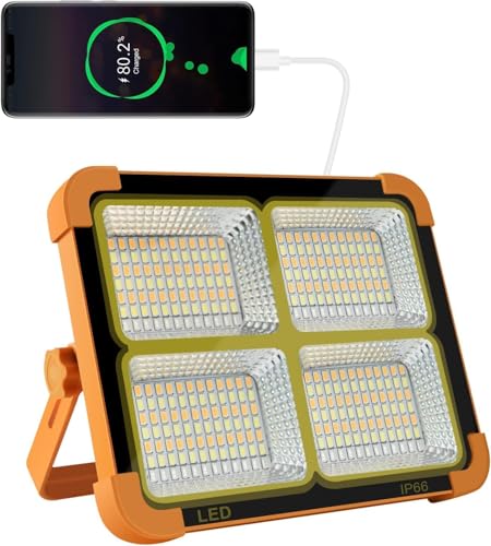 Portable LED Work Solar Light 100W 16500mAh 10000 LM with Stepless Brightness Job Site Battery Rechargeable LED Floor Light for Emergency Worklight for Hurricane - color: Orange