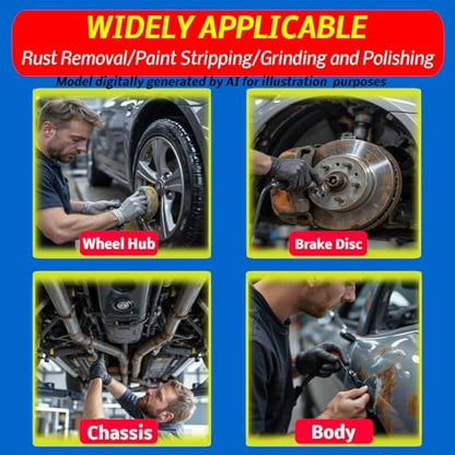 Wheel Hub Cleaning Tool, Wheel Stud Cleaner Includes 6 Grinding, Quick Rust Removal Brake Hub Cleaning Tool, Hub Resurfacing Tool Fits Power Drill or 1/2" Impact Driven Wrenches