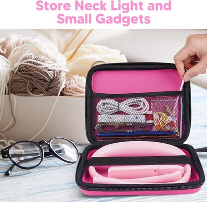 Pink Gifts Neck Light with Storage Case, Back to School Teacher Gifts for Book Lovers Readers Knitters Crafters, 10-80Hrs Eye-friendly Book Reading Light Knitting Crochet Sewing Craft Light Book Lamp - color: Pink with storage case