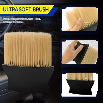 7PCS Car Detailing Brush Kit - Ultra Soft Boars Hair Car Interior Detailing Brushes, Includes 4 Different Brushes, Multi-use for Cleaning Interior or Exterior - size: 7PCS-B