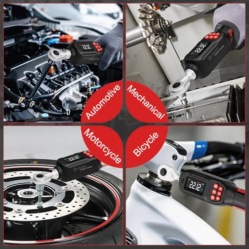 VANPO 1/4 Drive Digital Torque Wrench Set 1.11-22.12 ft.lb, ±2% Accuracy | 1.5-30 N.m Electronic Torque Wrench Set with Bits & Sockets, Buzzer/LED Indicator Alarm, for Carbon Fiber Bike, Motorcycle - size: 1/4-Inch (1.11-22.12 ft.lb/1.5-30 N.m)